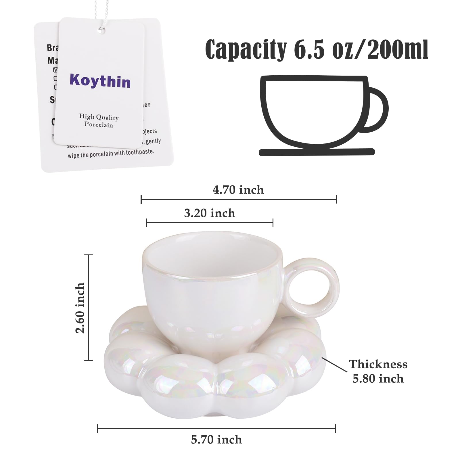 Asa ergonómica de la taza Koythin para un agarre cómodo.
