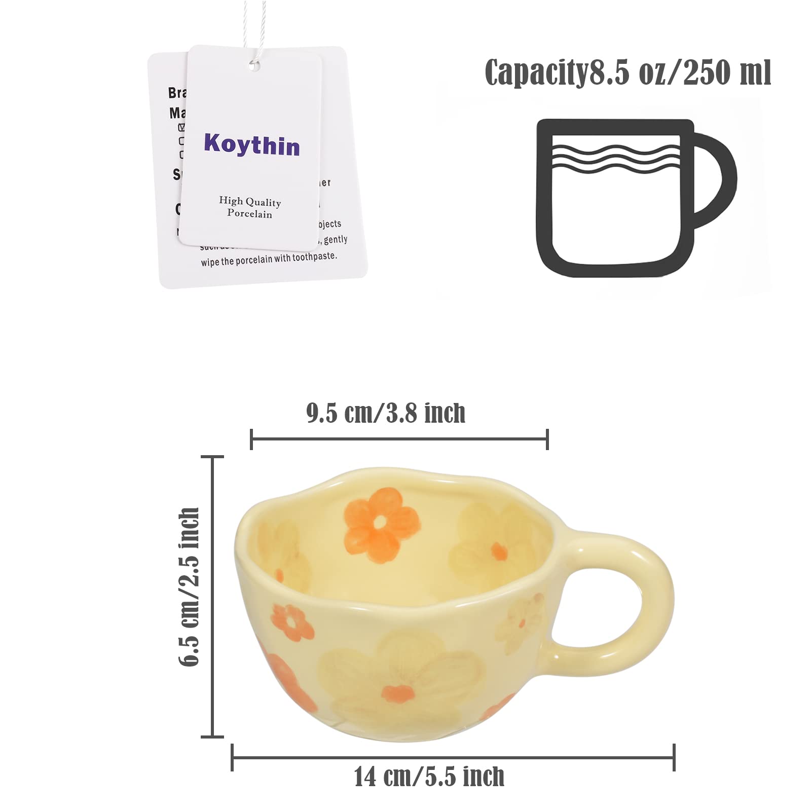 Taza cerámica Koythin con asa única, perfecta para bebidas calientes.