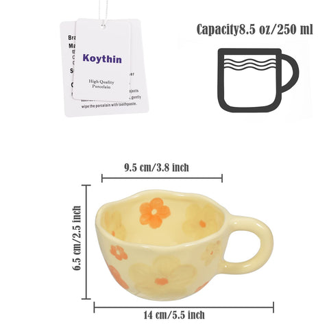 Taza cerámica Koythin con asa única, perfecta para bebidas calientes.