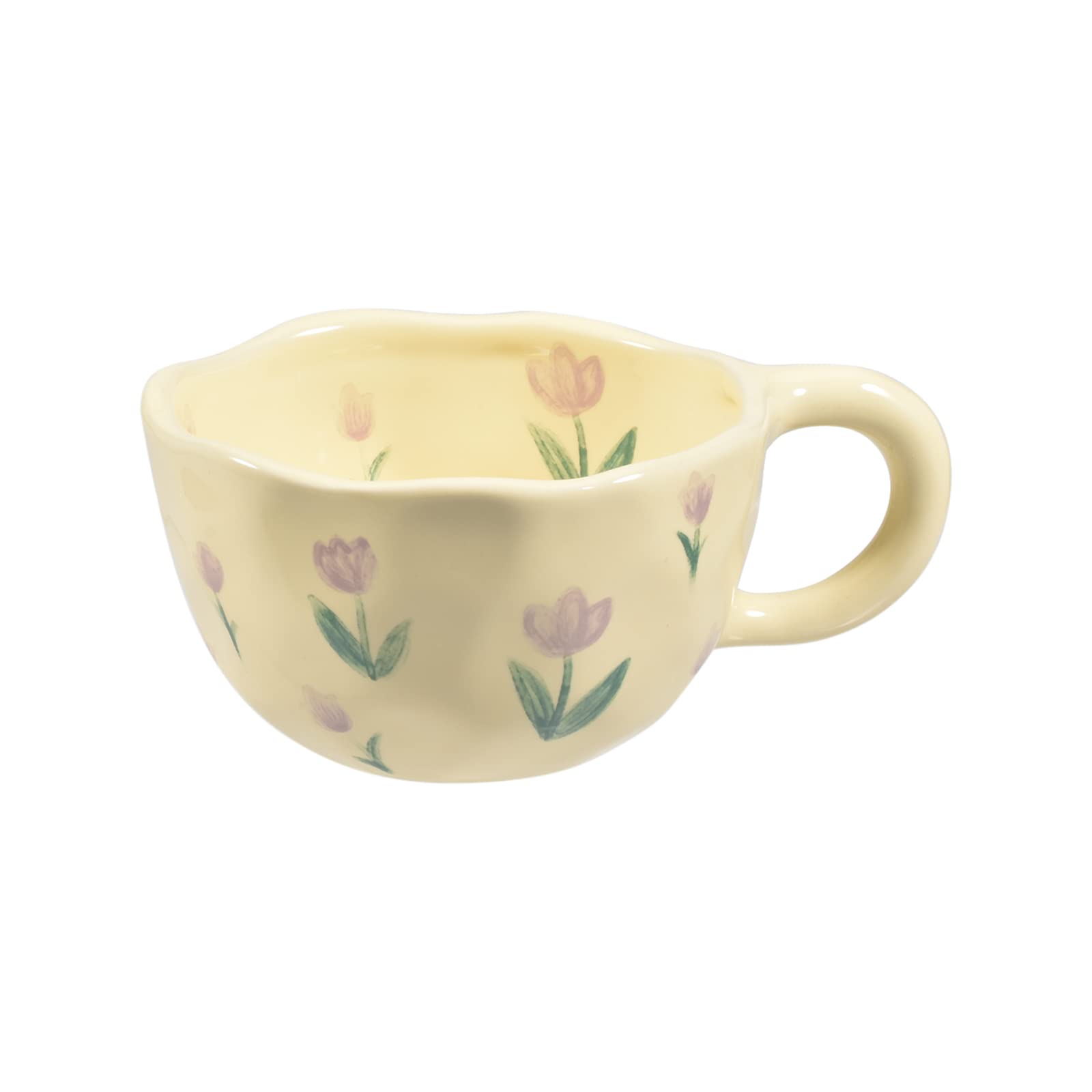 Taza Koythin con diseño floral Tulipán Morado para café matutino y té.
