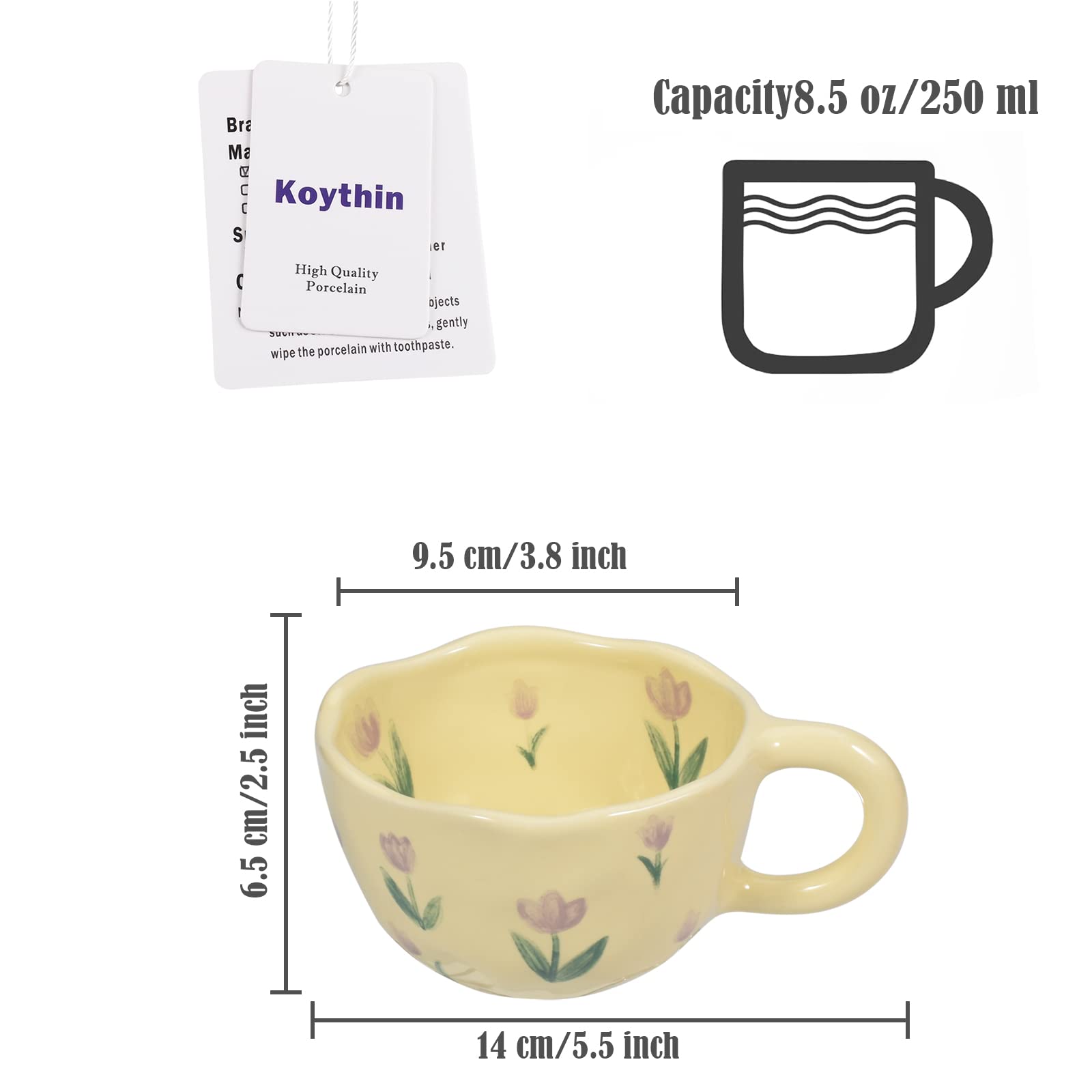 Taza Koythin con mango ergonómico para un agarre cómodo.