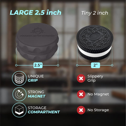 KOZO molinillo de especias con dimensiones compactas, ideal para cualquier cocina o bolso.