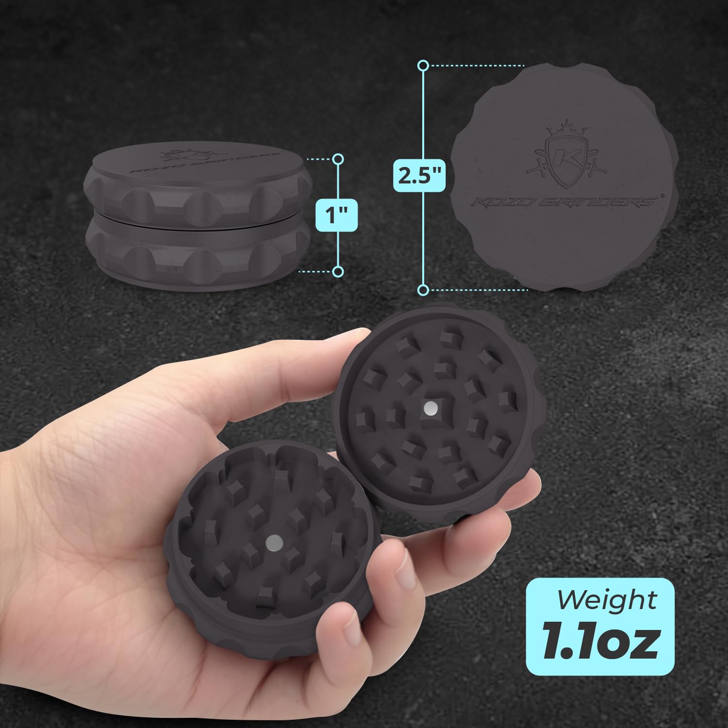 KOZO molinillo de especias con agarre fuerte y diseño ergonómico para mayor control.