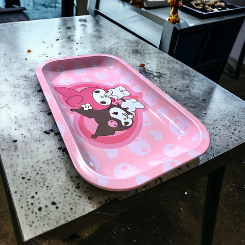 KOZUKI Bandeja metálica rosa, tamaño 11x7, ideal como regalo.