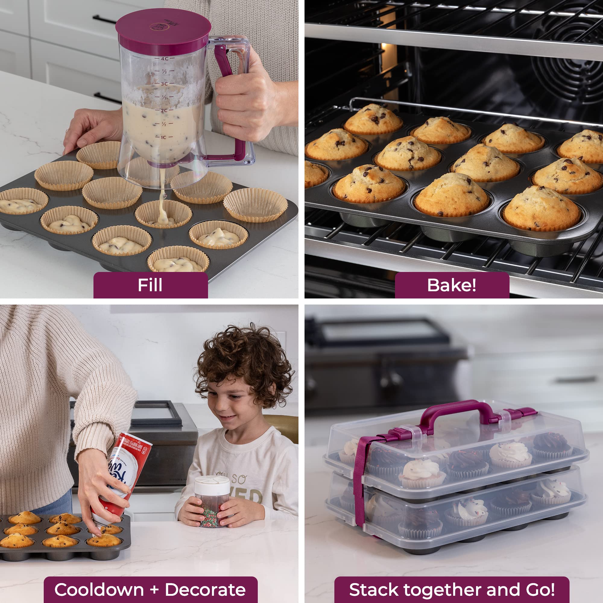 KPKitchen diseño 2 en 1 portacupcakes: combina bandeja y portacupcakes en uno.