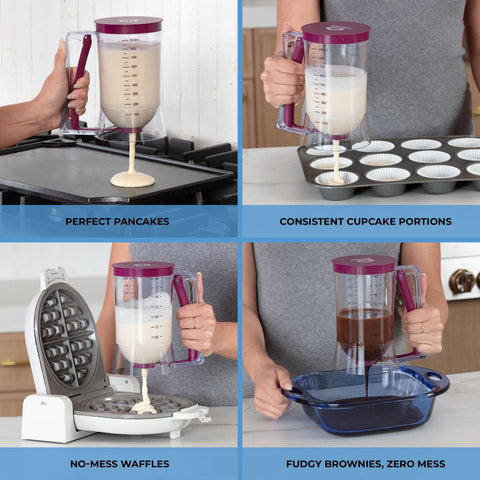 KPKitchen dispensador de masa para panqueques con tapa evita goteos