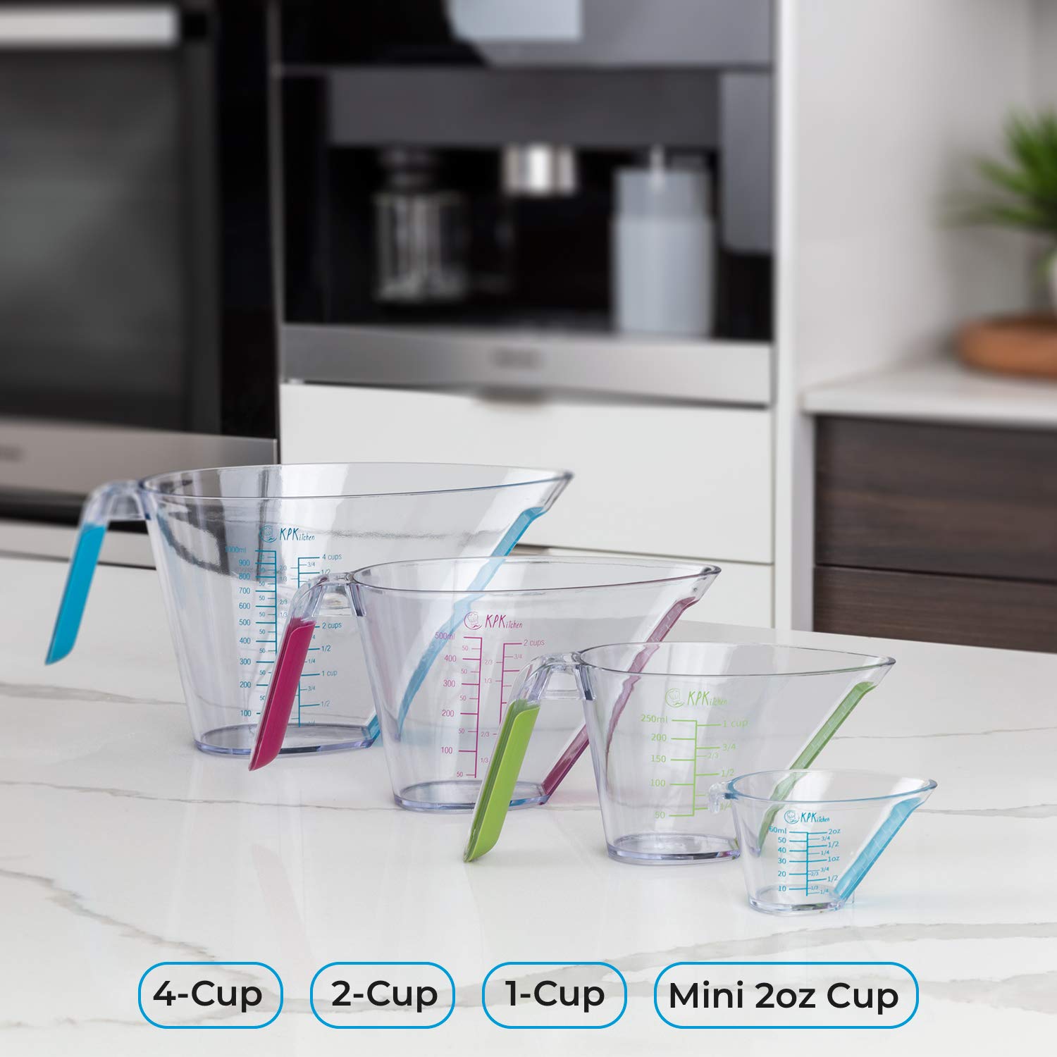 KPKitchen tazas anguladas de 1 taza, lectura rápida