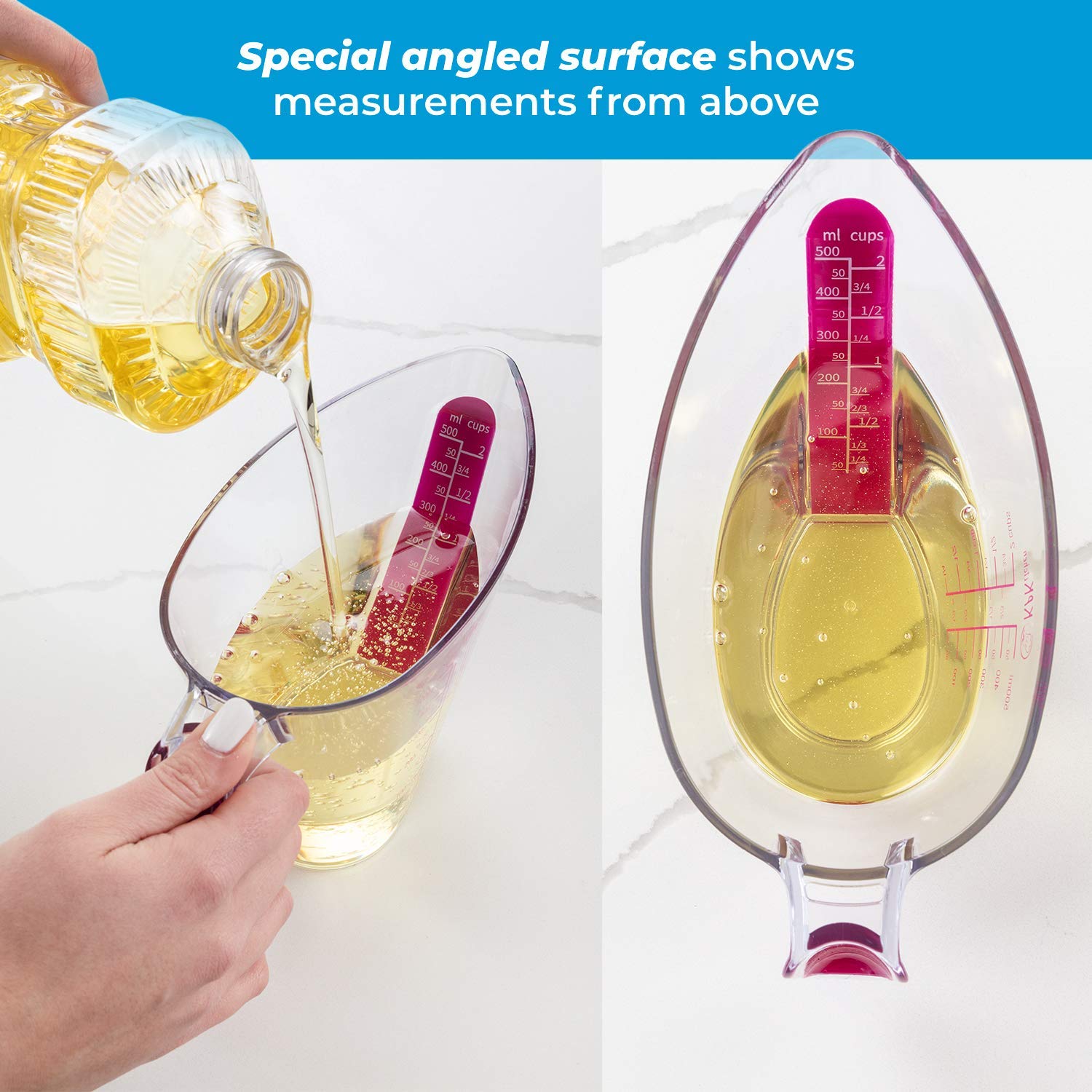 KPKitchen tazas anguladas de 2 tazas con marcadores legibles