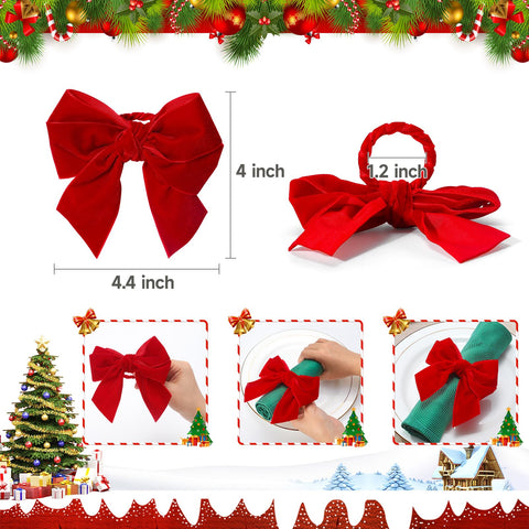 KPOSIYA lazo navideño de terciopelo rojo, añade un toque lujoso a la mesa.