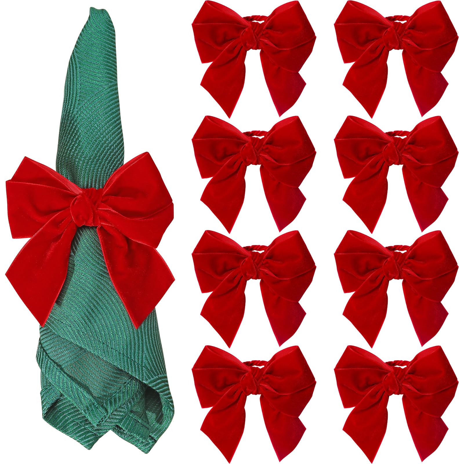 KPOSIYA lazo rojo para servilleta, conjunto de 8, ideal para decorar la mesa navideña.