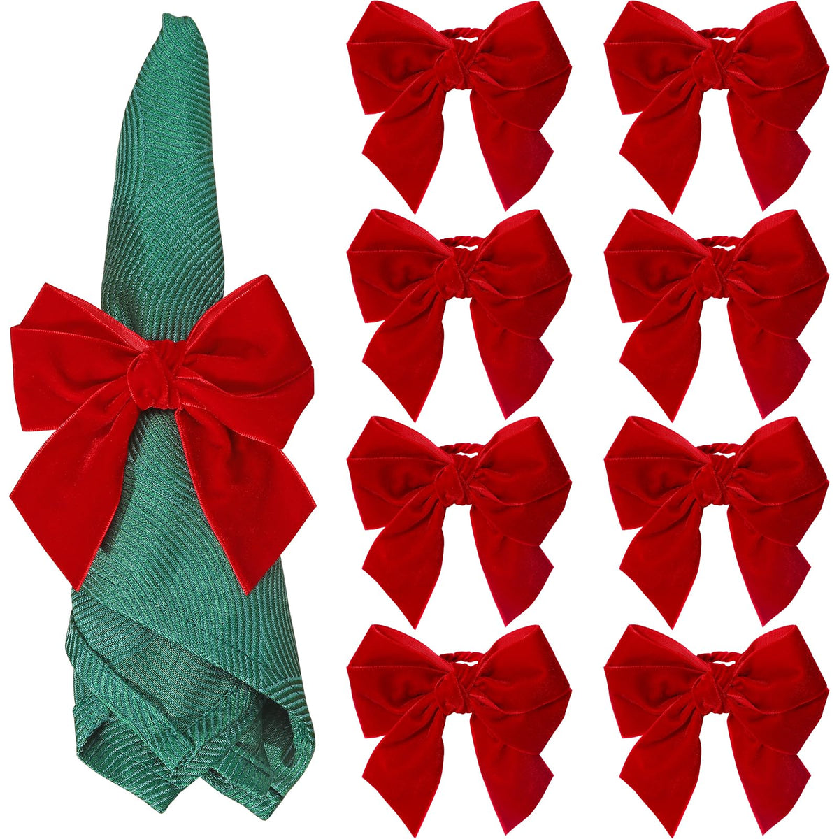 KPOSIYA lazo rojo para servilleta, conjunto de 8, ideal para decorar la mesa navideña.