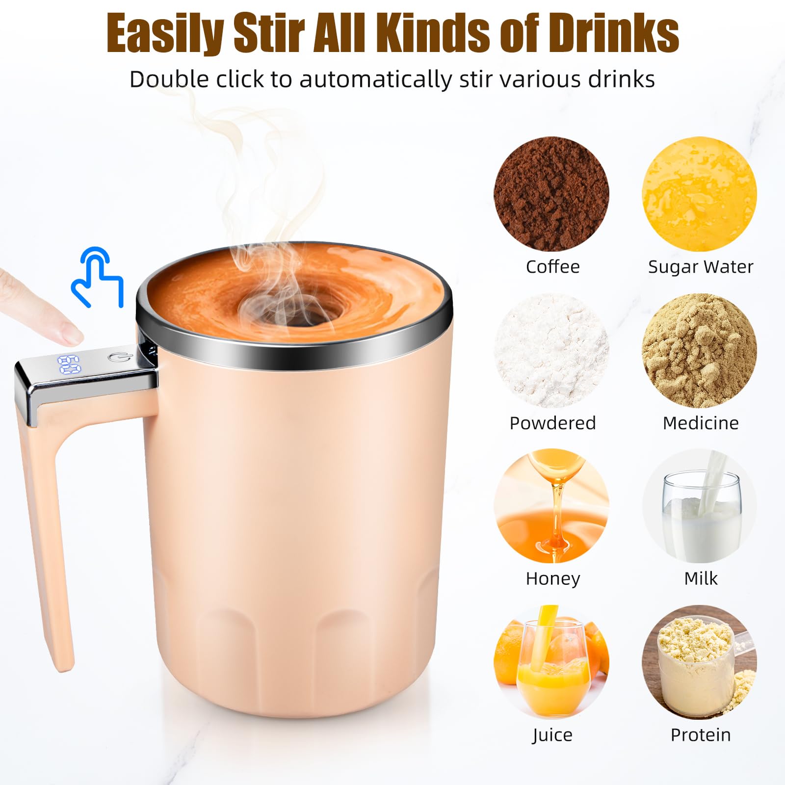 Kqiang taza automática con tapa para evitar derrames en movimiento