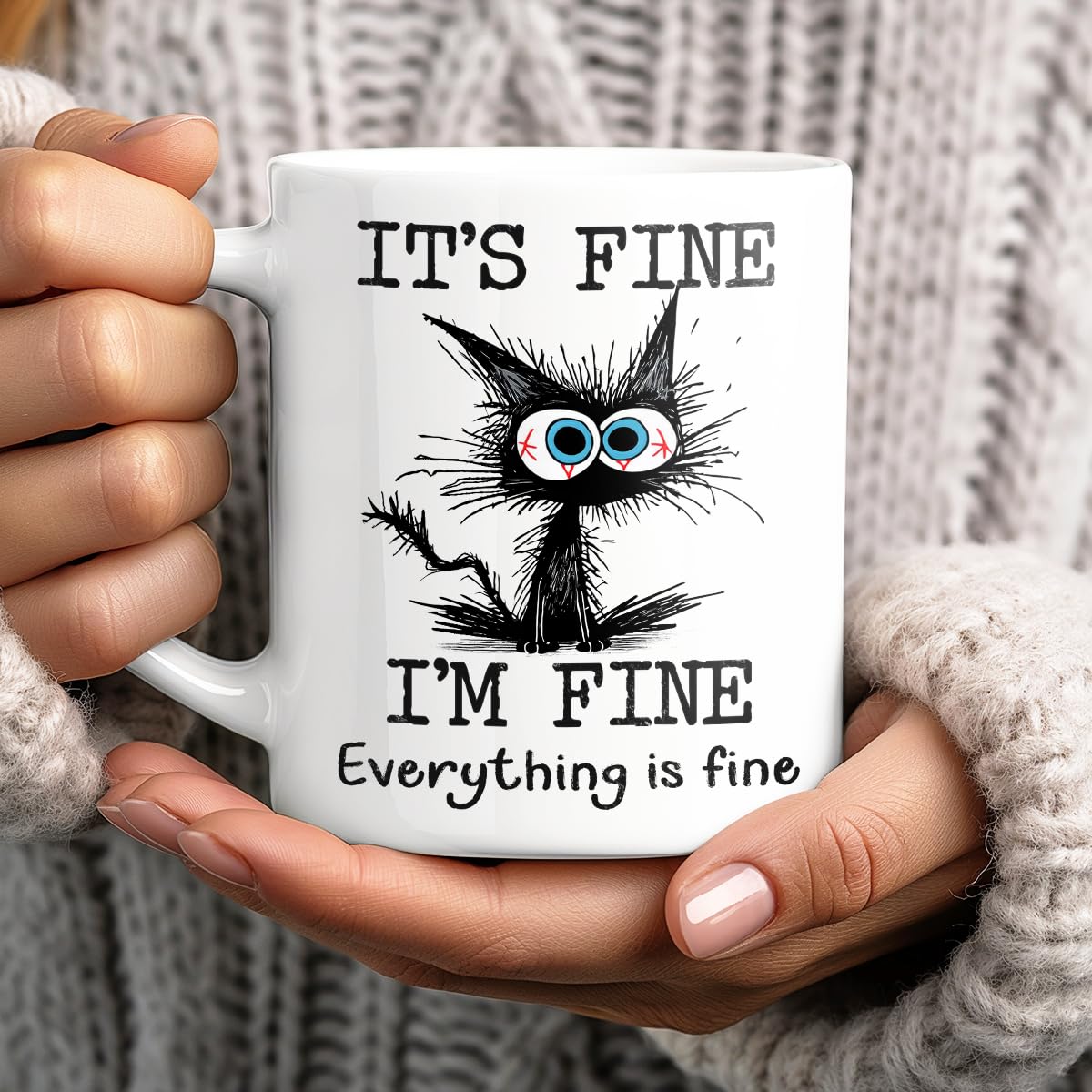 Taza Kraftiful con humor de oficina para amantes de gatos.