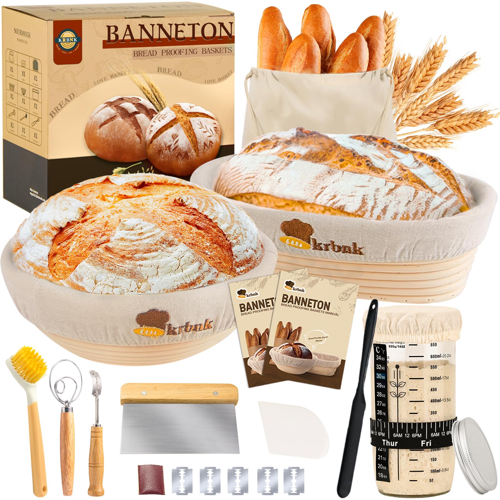 Krbnk frasco de masa madre 24 oz para almacenamiento seguro de la masa