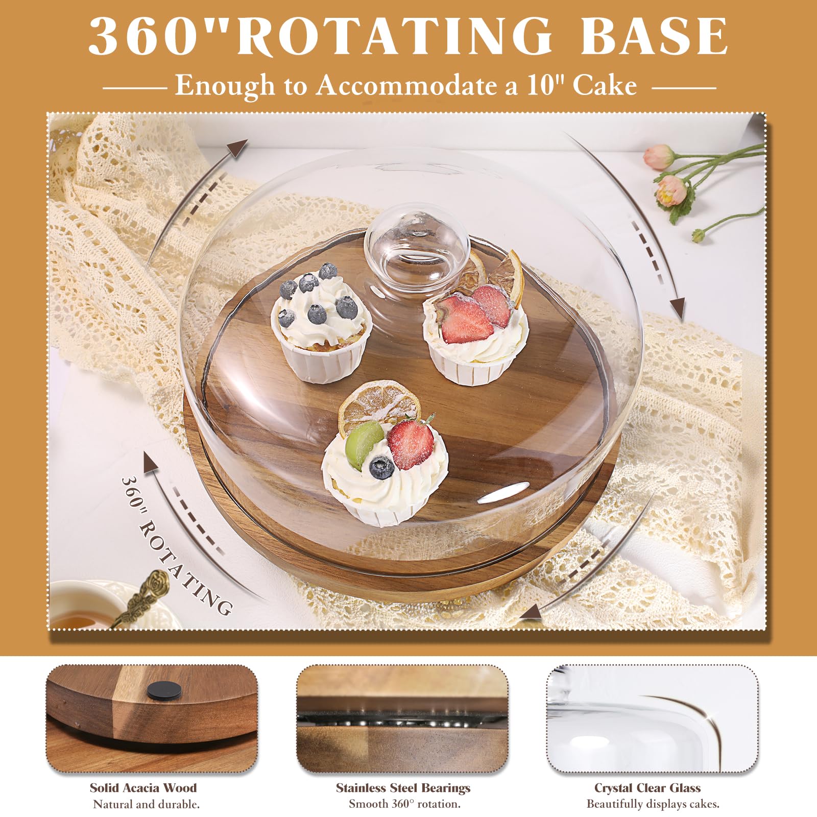 Krbnk placa tarta acacia 2 cm espesor base estable para tartas grandes