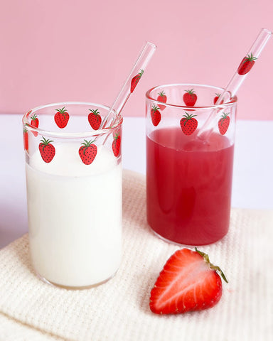 Kreapa copas de fresa 300 ml, conjunto de 2, perfectas para bebidas diarias.