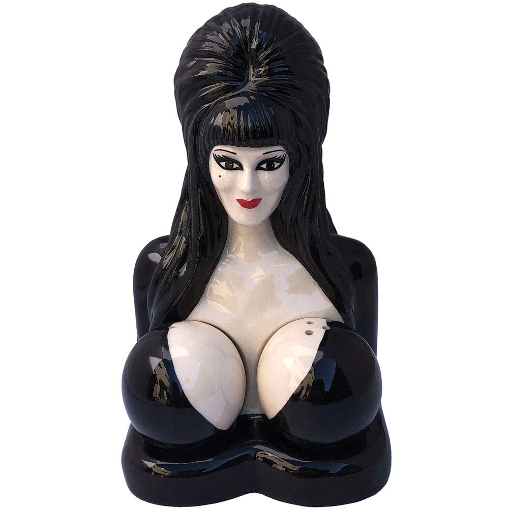 Elvira de kreepsville-666, centro de salero y pimentero cerámico para mesa con estilo gótico
