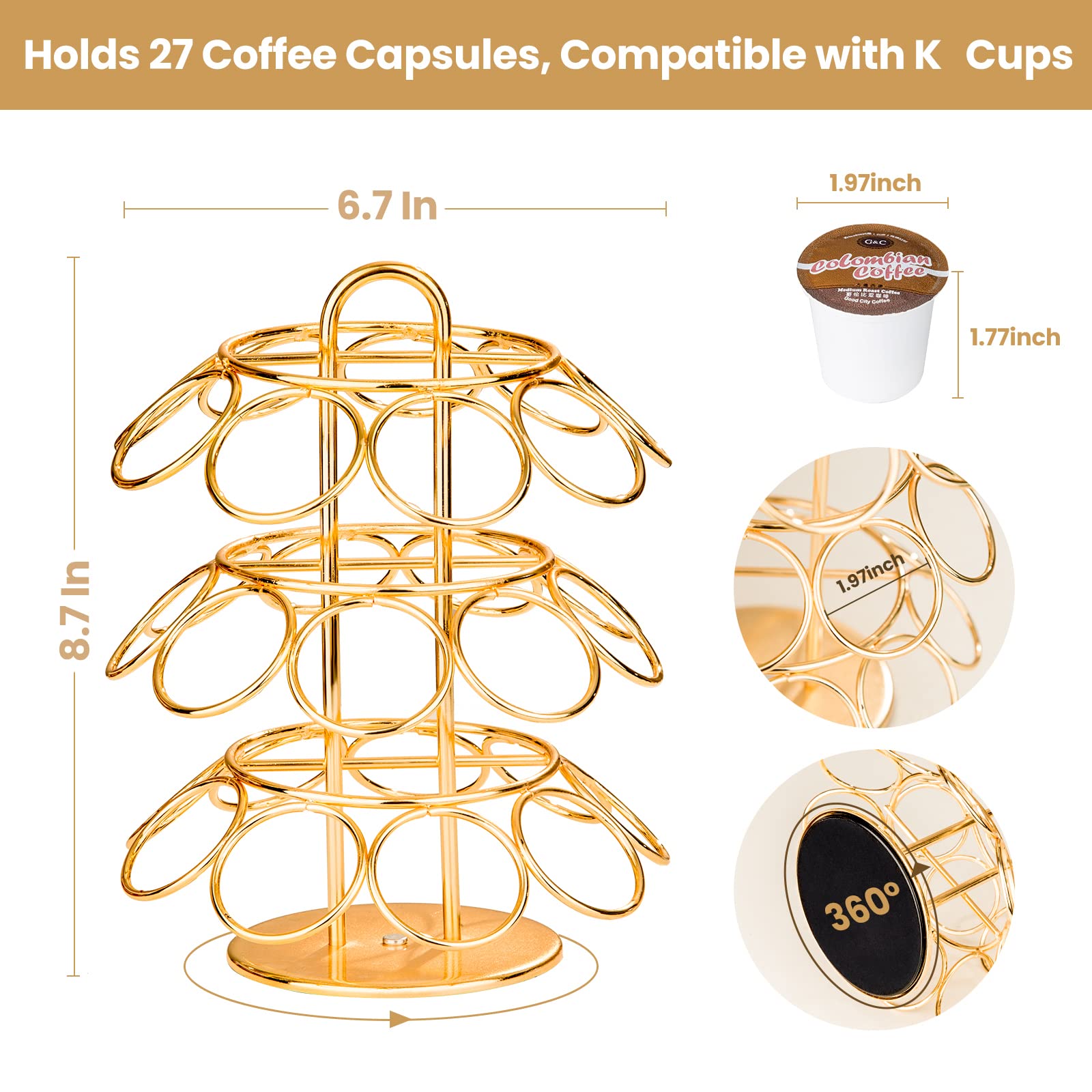 KREWEY diseño dorado moderno embellece cualquier encimera de cocina.