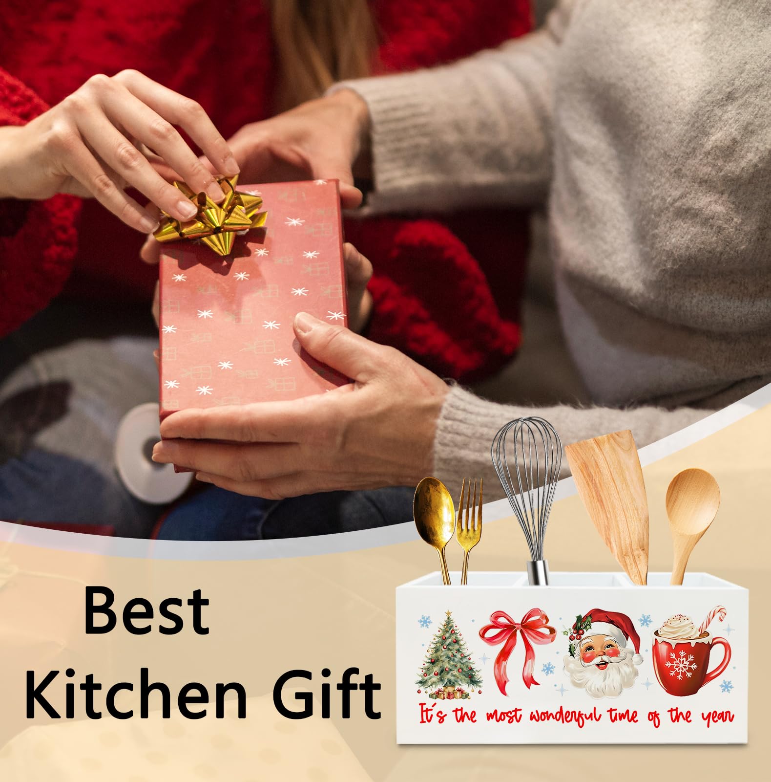 KRHFG diseño decorativo rojo, apto para escritorio o cocina navideña.