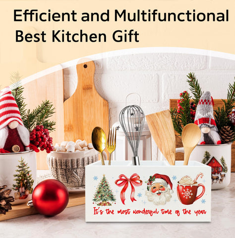 KRHFG organizador de utensilios de madera rojo, ideal para encimeras limpias.