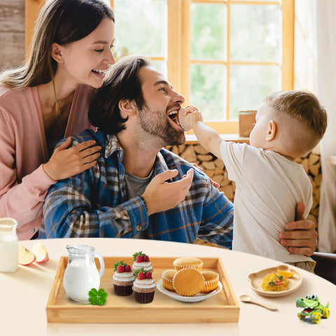 Bandeja Krismax de bambú para decoración, manteniendo tus objetos ordenados.