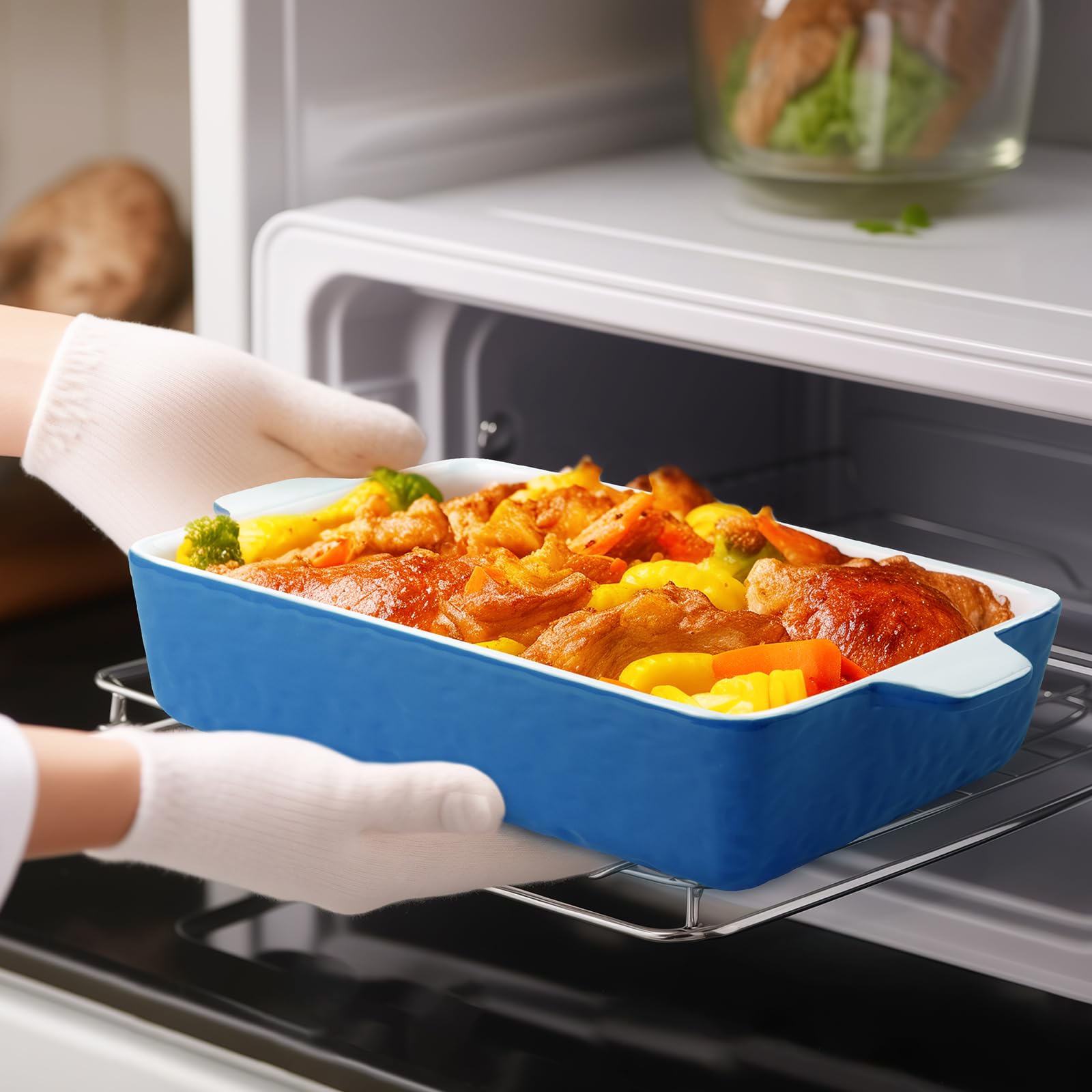 Fuente Krokori apta para horno hasta 500°F, cocción homogénea.