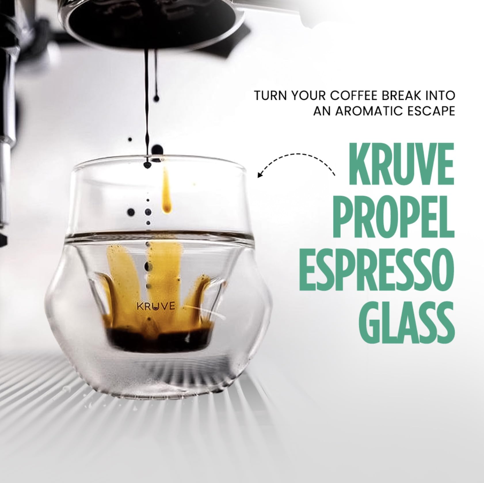 KRUVE Propel, taza espresso de vidrio de doble pared mantiene la temperatura estable