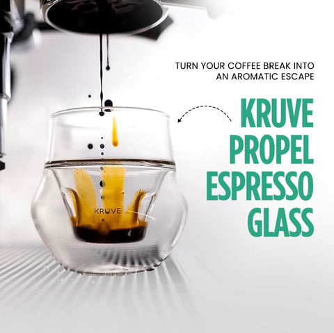 KRUVE Propel, taza espresso de vidrio de doble pared mantiene la temperatura estable
