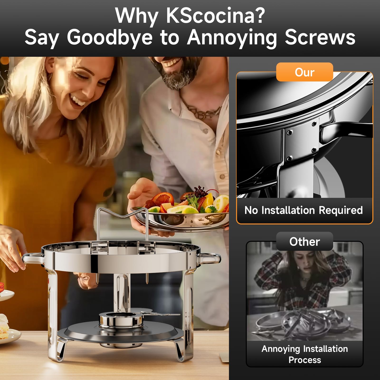 KScocina borde suave en plata reduce riesgos de cortes.
