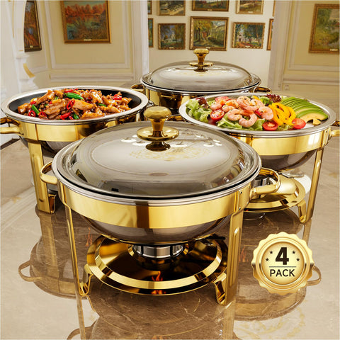 KScocina fuente para buffet en oro, ideal para mantener la comida caliente en buffets.