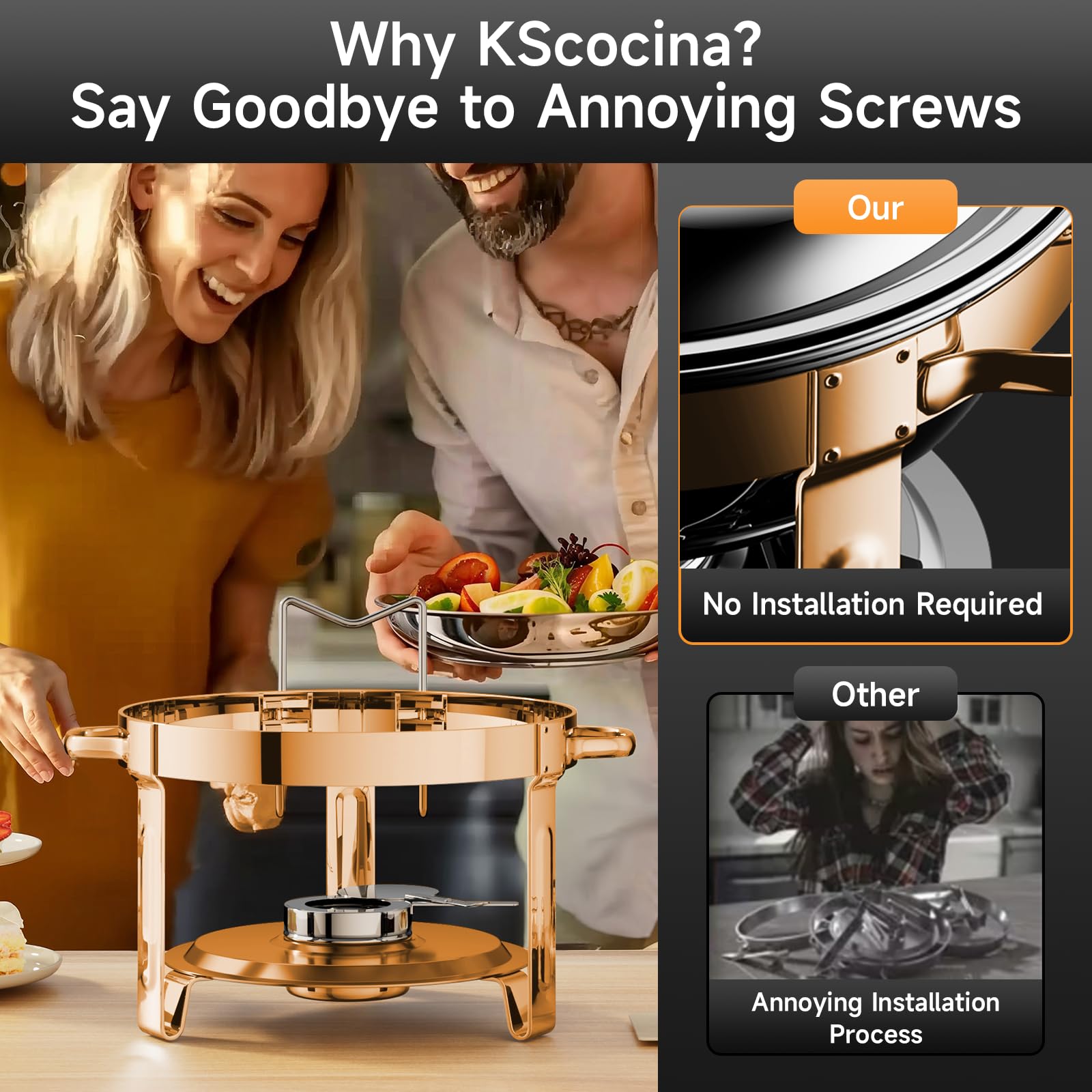 KScocina soporte apilable oro-rosa ahorra espacio en eventos