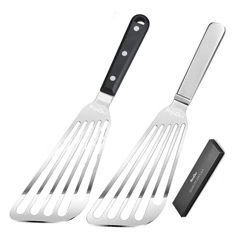 Espátula KSENDALO para pescado en acero inoxidable, hoja plateada para deslizarse bajo filetes.