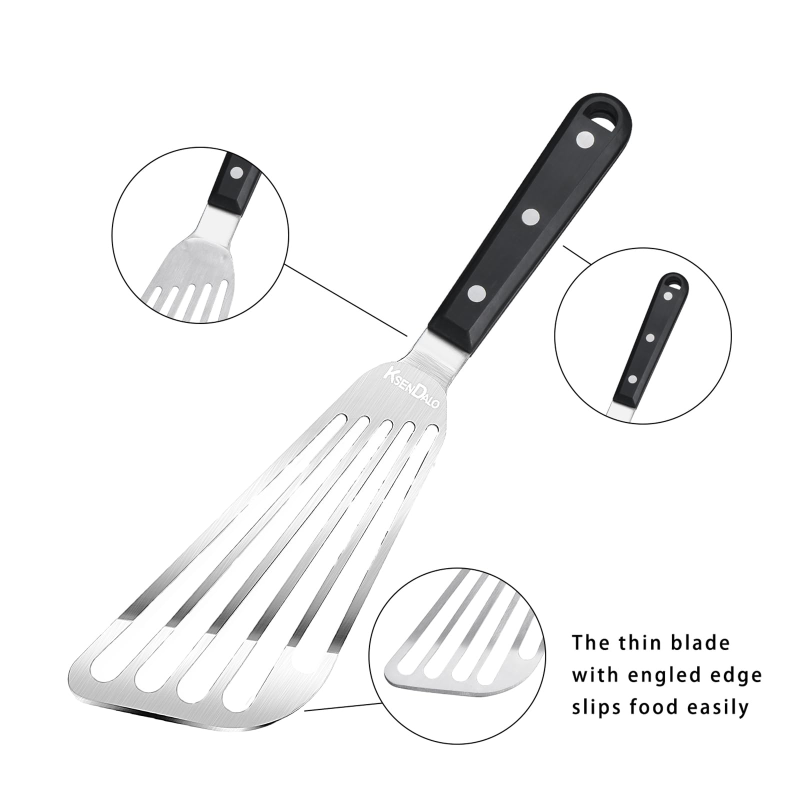KSENDALO acero inoxidable, juego de espátulas plateadas para cocina diaria.