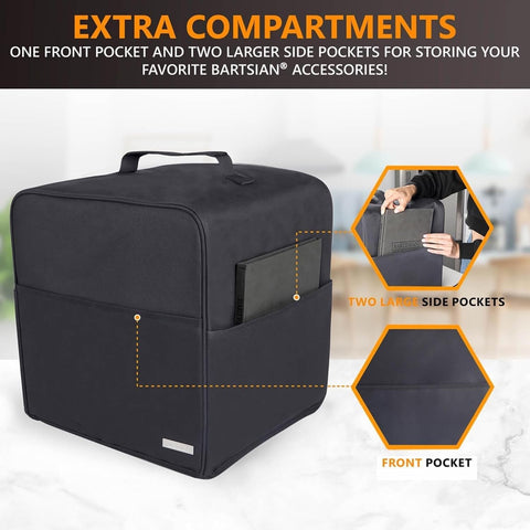 Ksestor Funda Bartesian: bolsillo delantero y dos bolsillos laterales para cápsulas y accesorios.