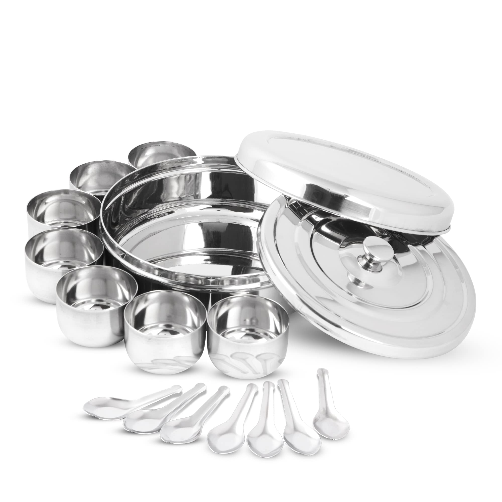 KSJONE conjunto masala dabba con 7 cucharas, ideal para cocina diaria