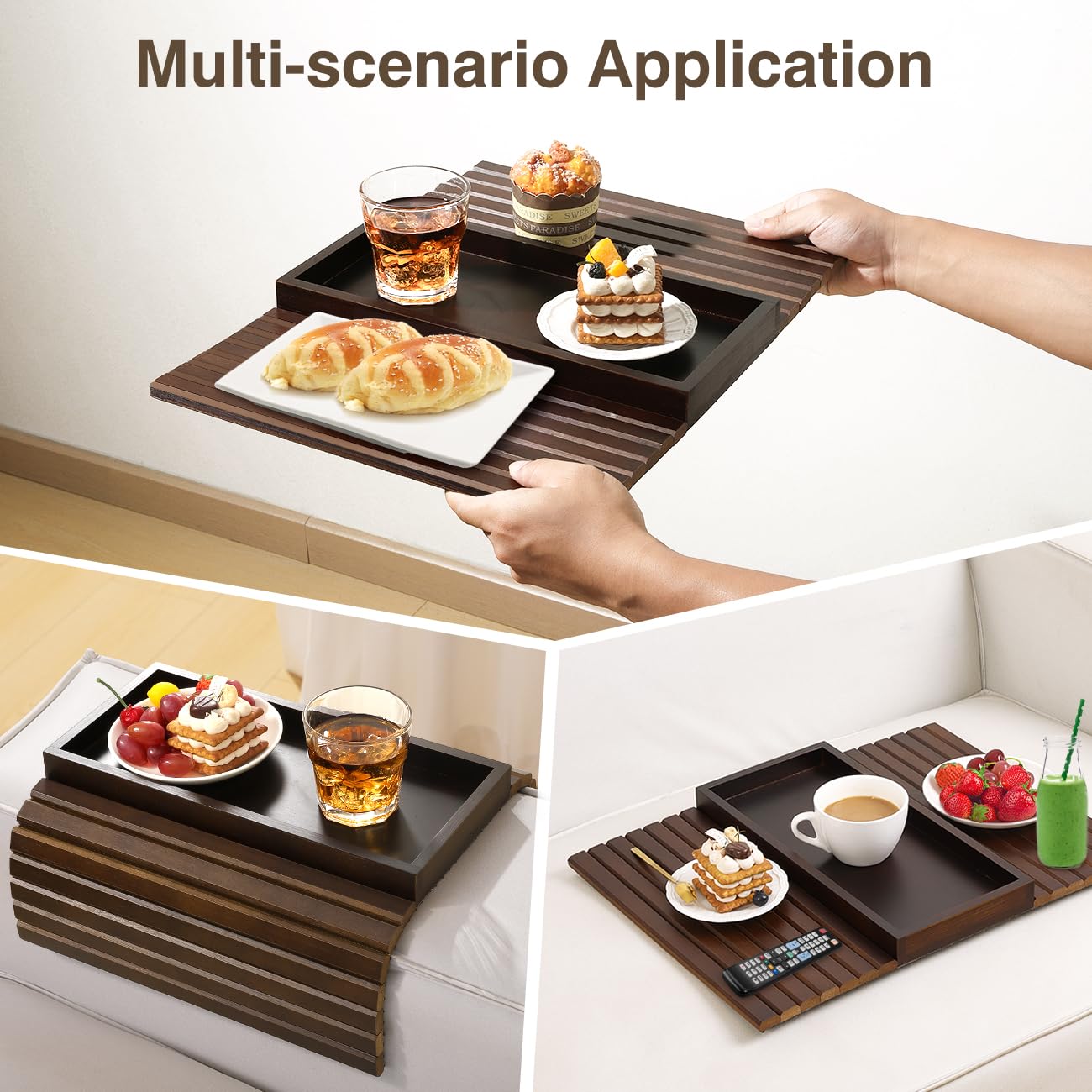 Kssiaz bandeja para snacks y copas, ideal para momentos de relax.