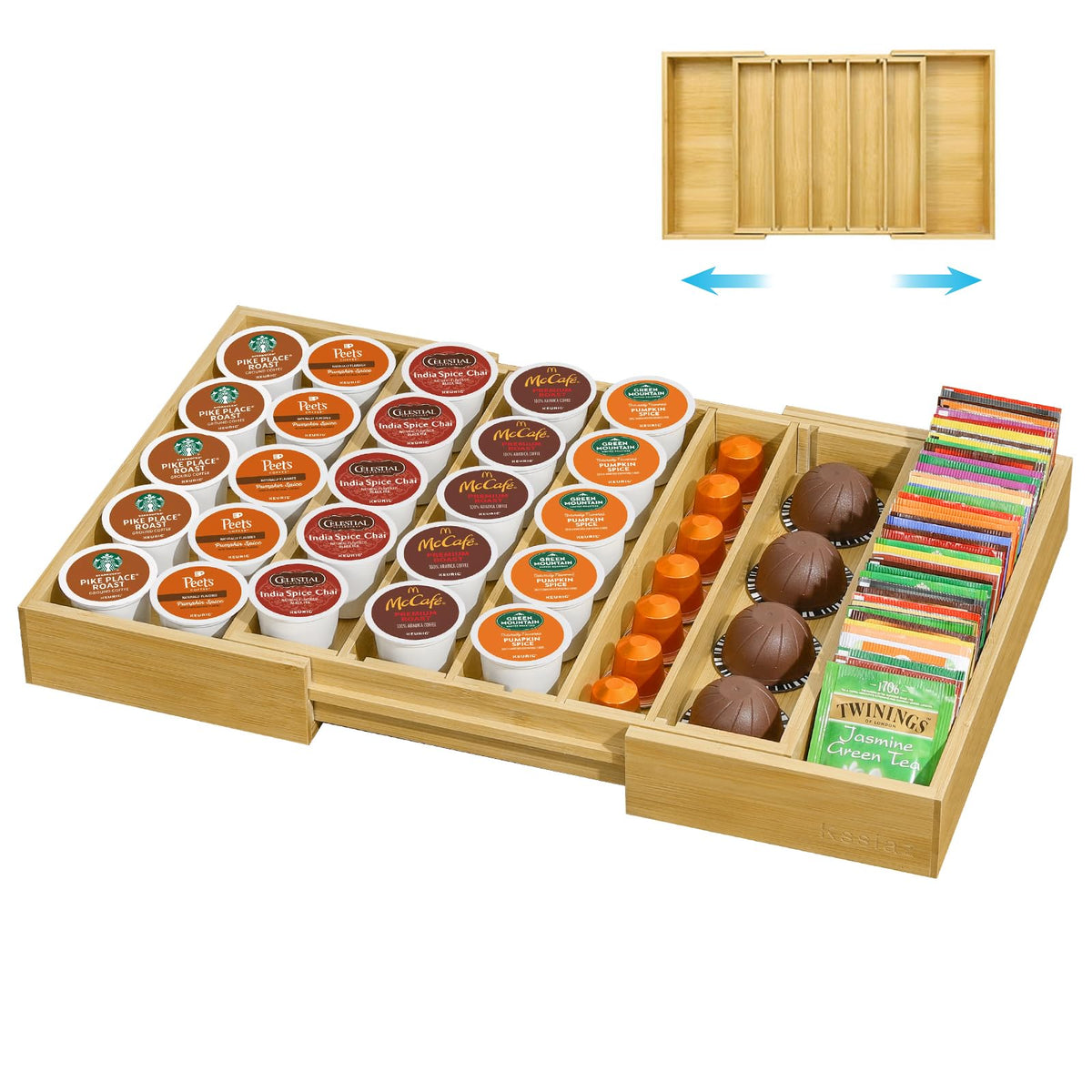 Kssiaz cajón expandible para pods, acceso rápido y orden compacto.
