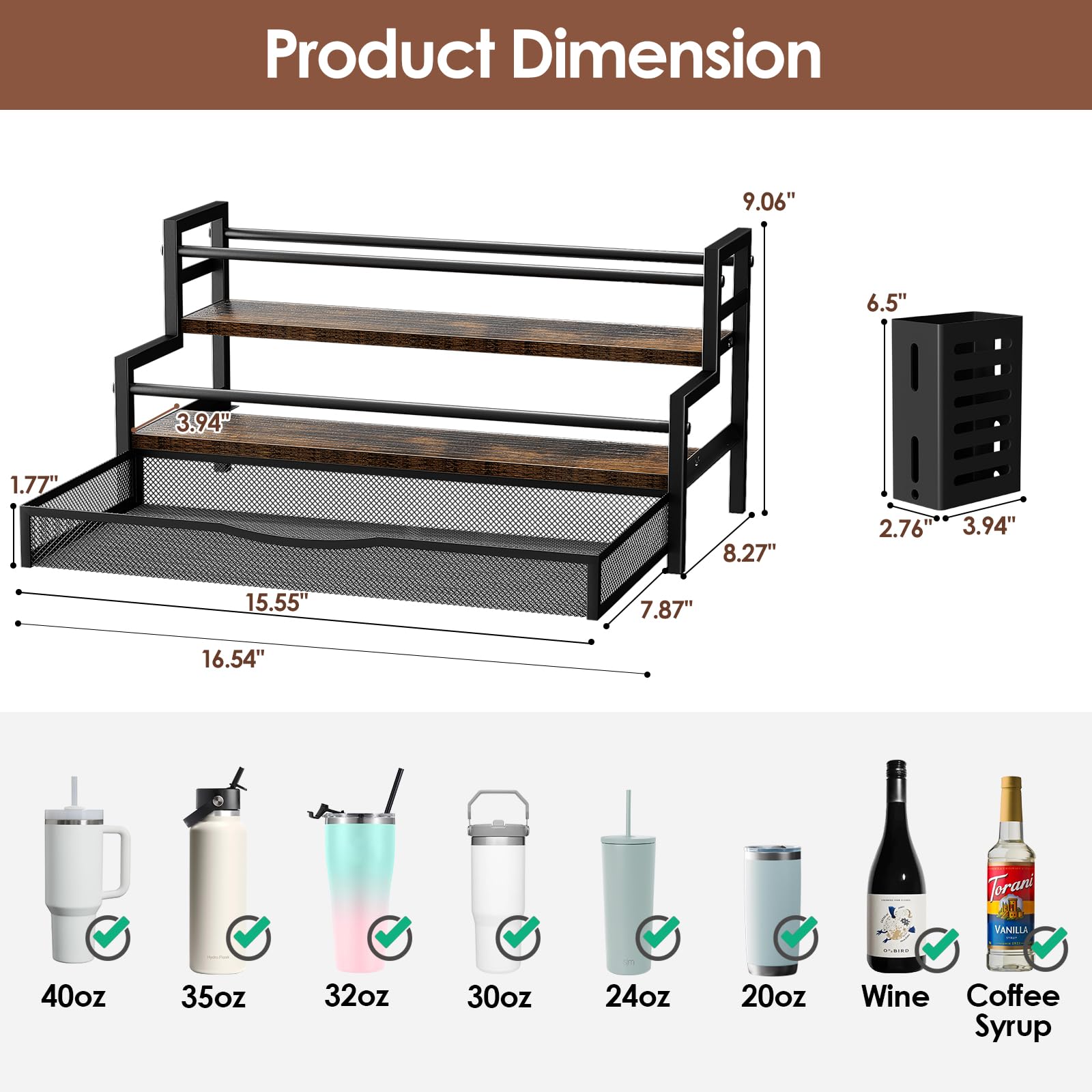 Kssiaz diseño escalonado para botellas grandes con fácil acceso