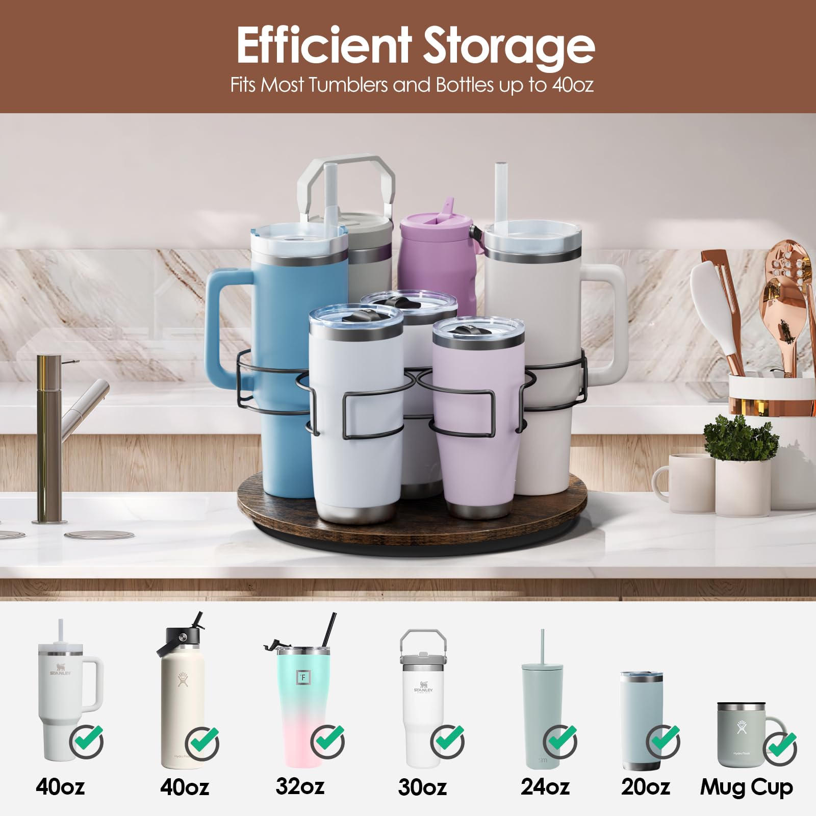 Kssiaz diseño rotatorio facilita sacar botellas Simple Modern o Yeti con facilidad.