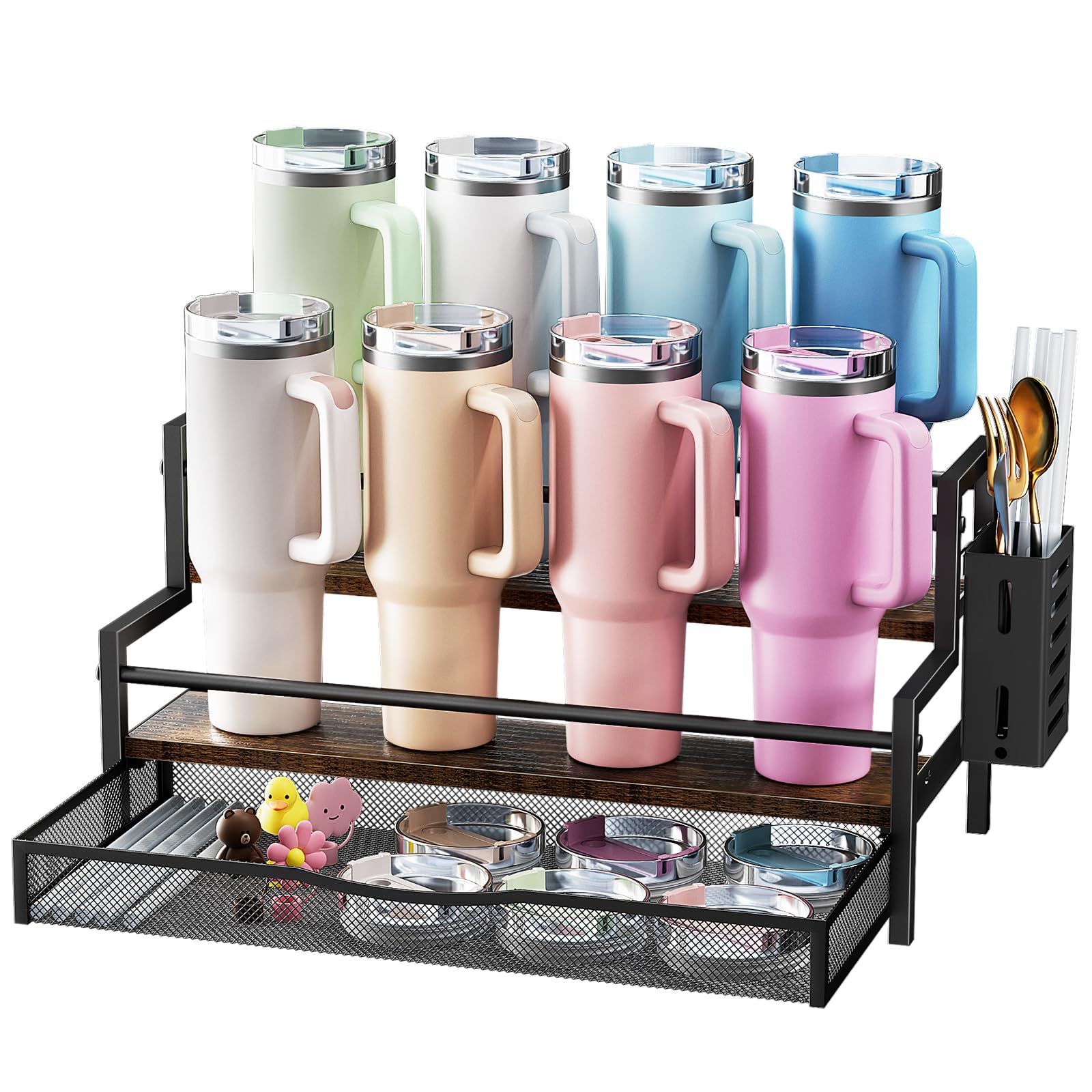 Kssiaz organizador de botellas 40oz Stanley, dos niveles para acceso rápido