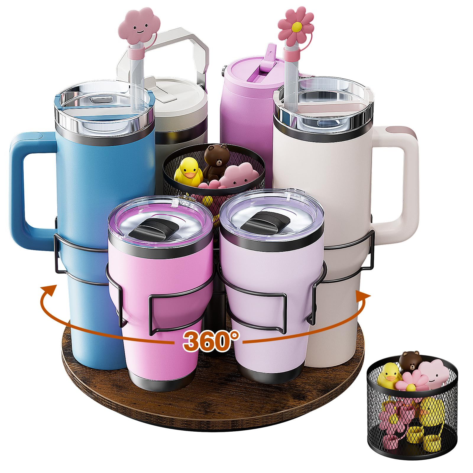 Kssiaz organizador de botellas con giro de 360° para Stanley, acceso rápido.