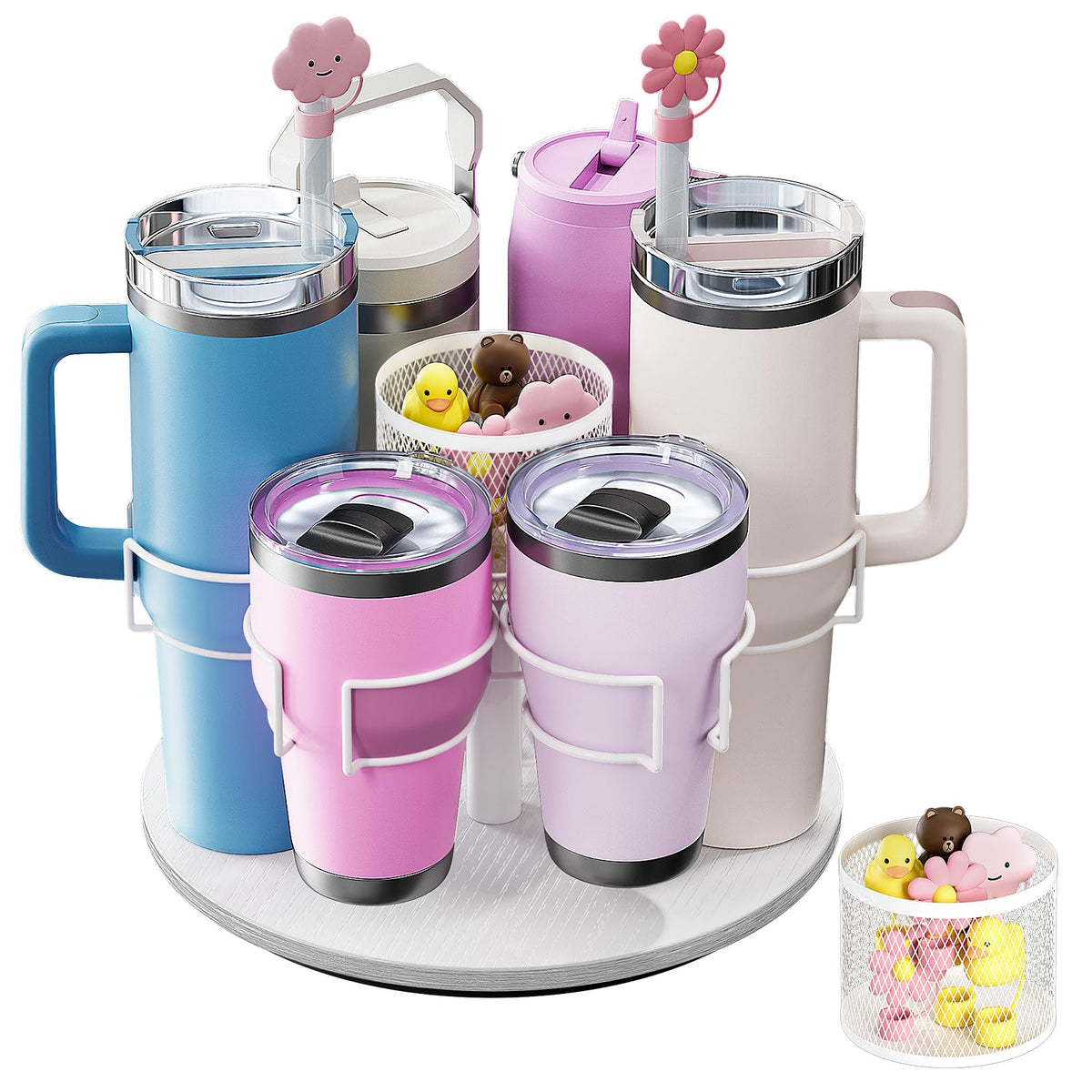 Kssiaz organizador de botellas Stanley 40oz, rotación 360 para acceso fácil