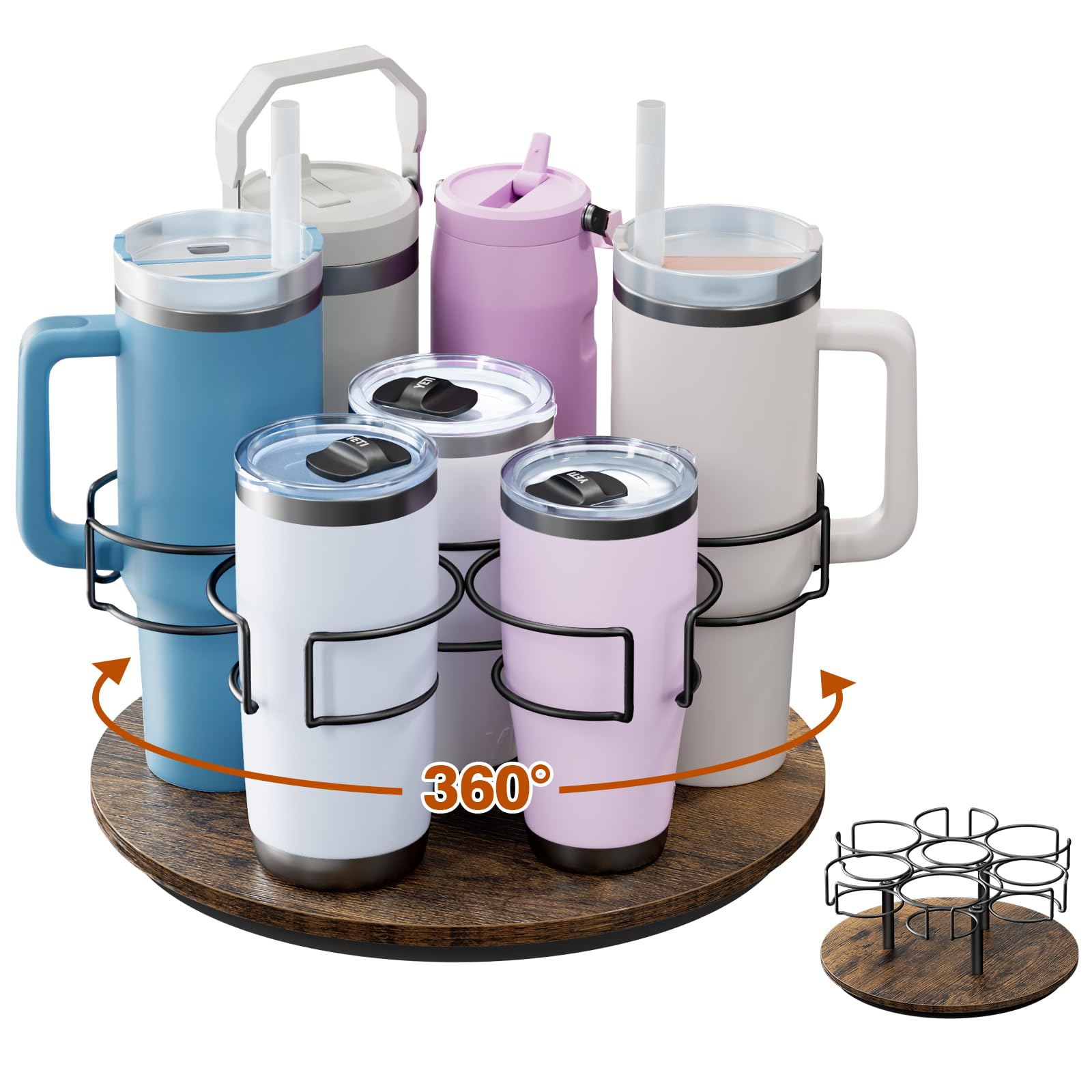 Kssiaz organizador rotatorio para botellas Stanley, acceso rápido y orden en la cocina.