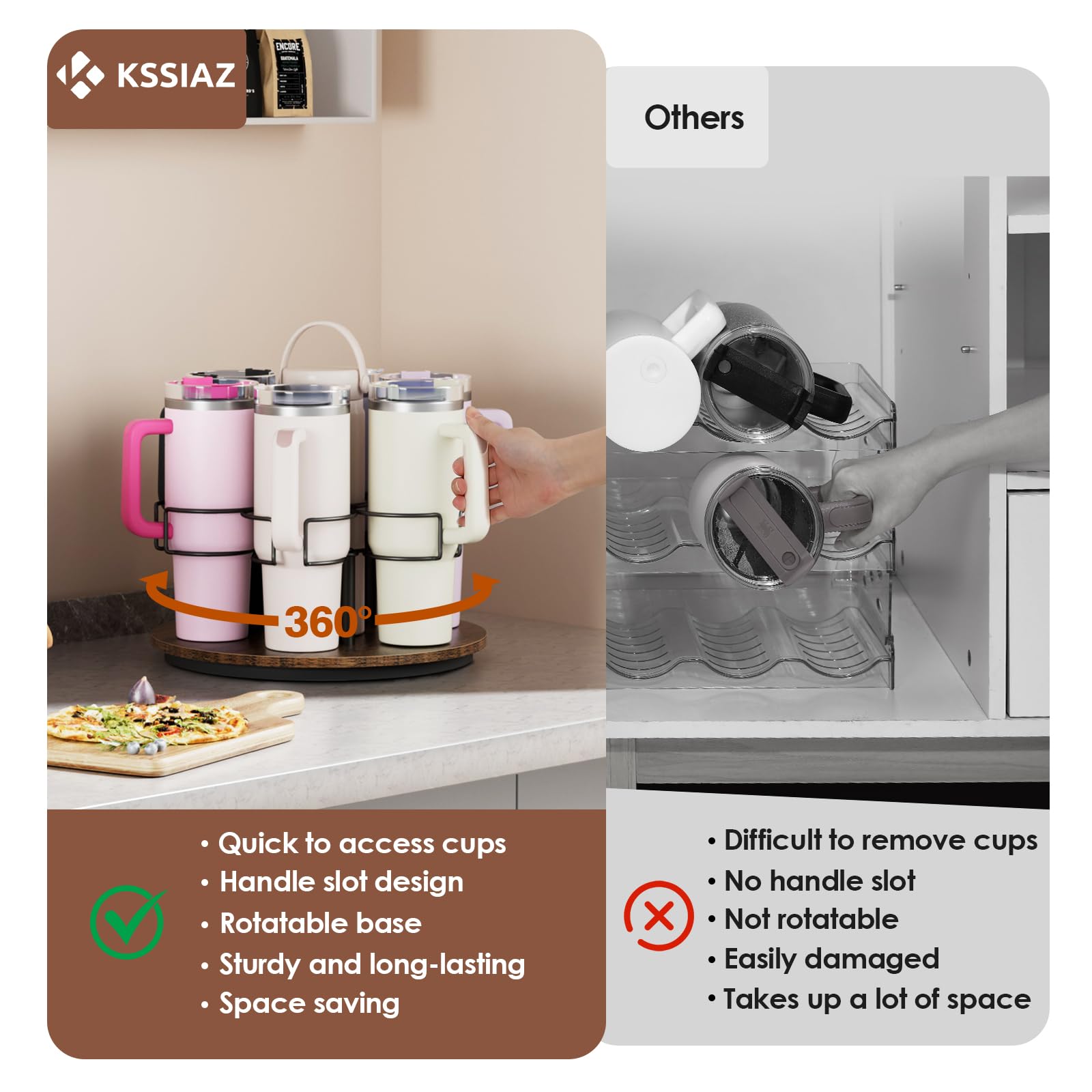 Kssiaz almacenamiento versátil para mostrar bebidas, decorar y organizar la despensa.