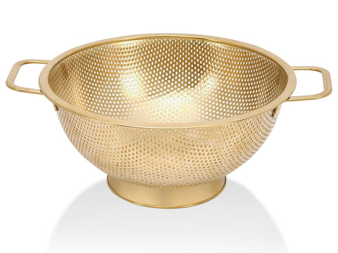 Colador Kteniy oro 3qt con mango para escurrir pasta fácilmente.