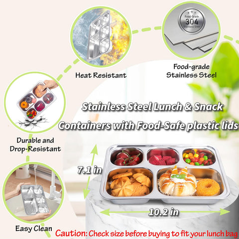 KTKUDY contenedor bento de cinco compartimentos para meriendas variadas.