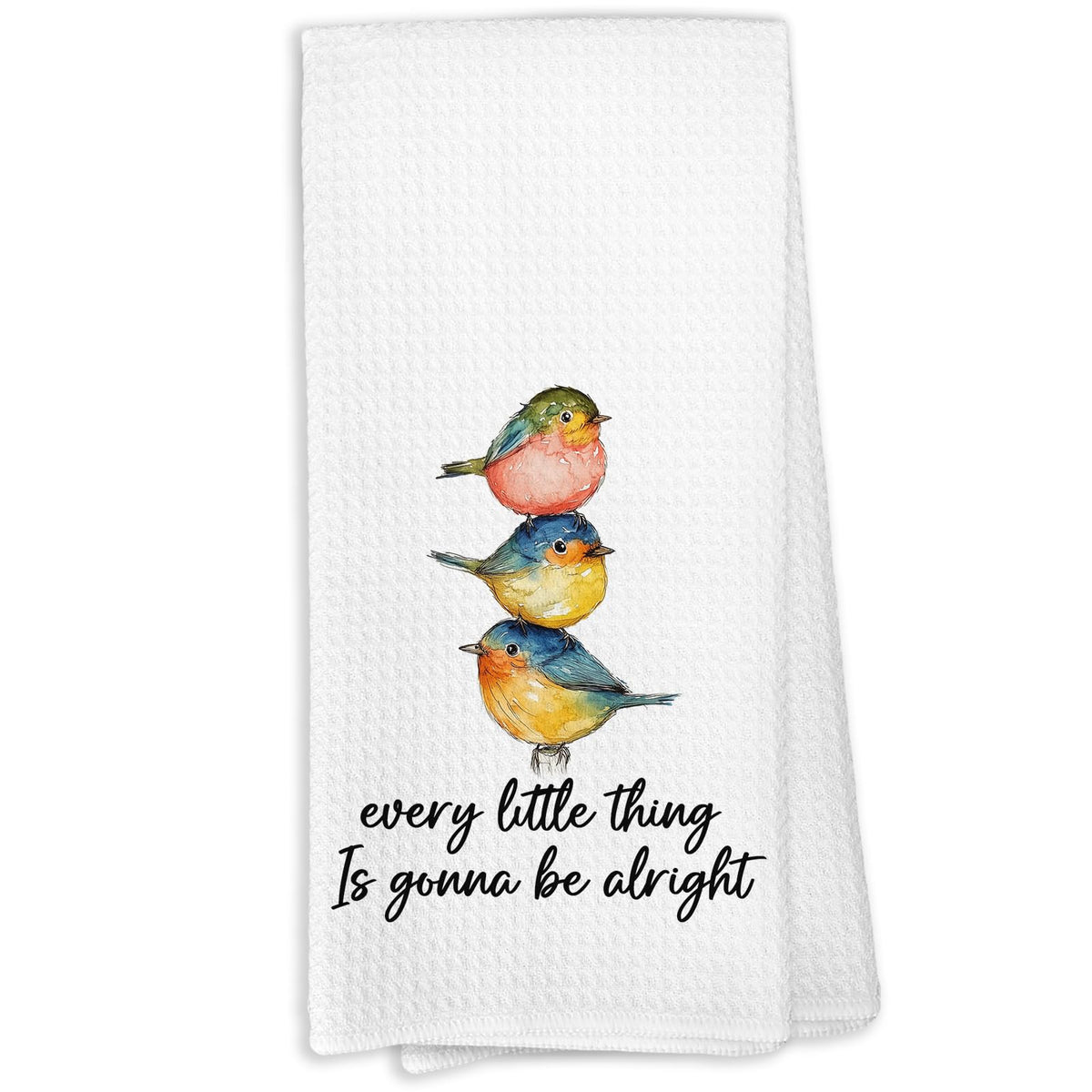 Toalla KTYHD con pajaros y frases inspiradoras para la cocina