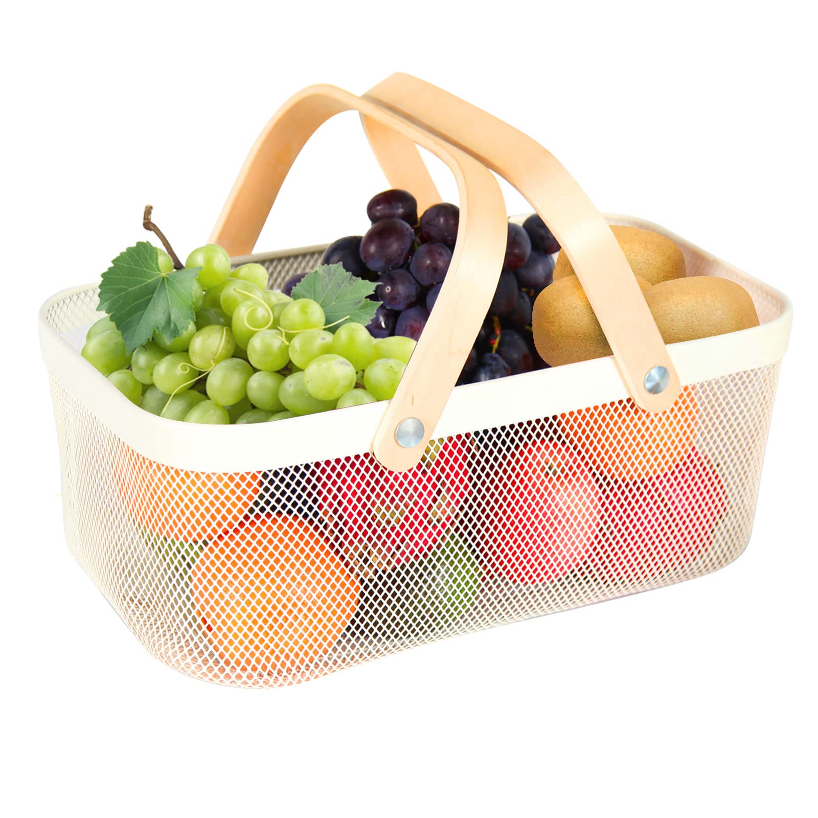 Cesta KTYOEY con malla metálica blanca para frutas y verduras