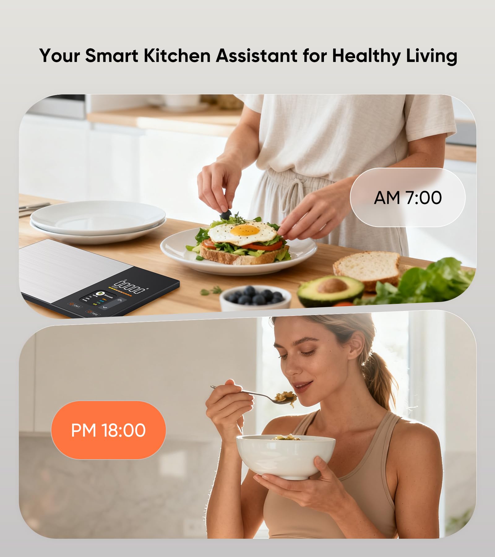 50 alimentos preconfigurados para acceso rápido