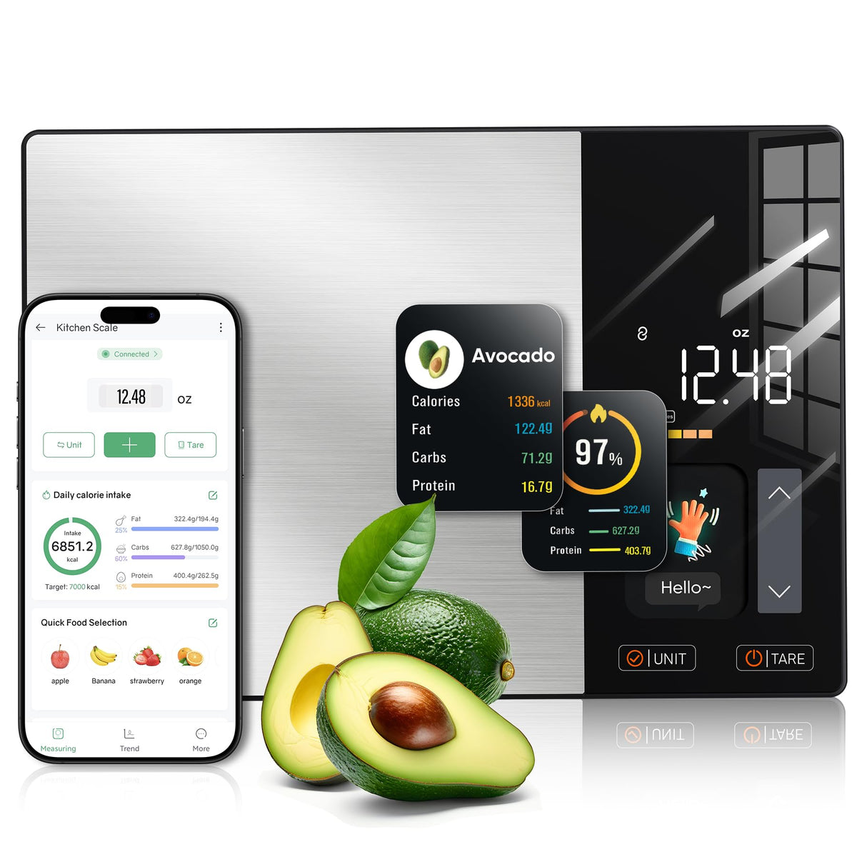 KUAIVO balanza nutrición con pantalla TFT para control diario
